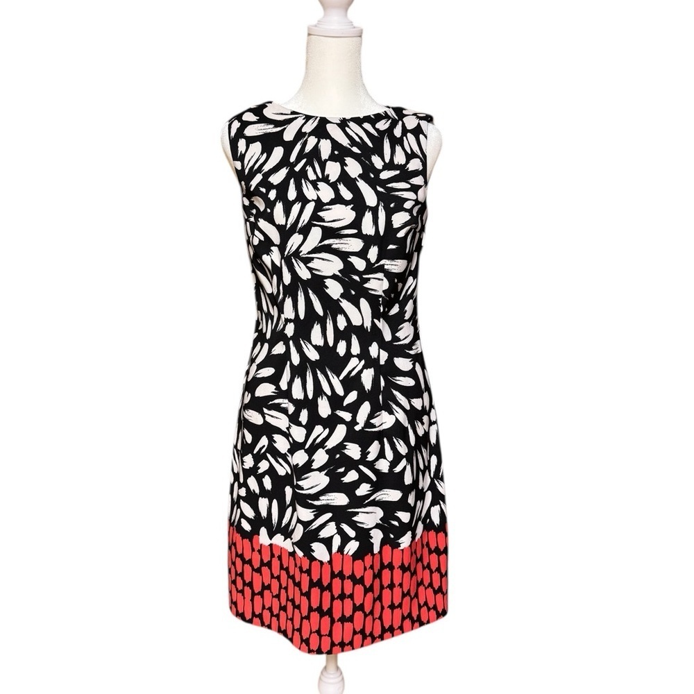 ALYX Sleeveless Sheath Dress Size 4 Black White Red Floral Abstract Print